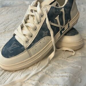 Faux Louis Vuitton Blue and White Sneakers